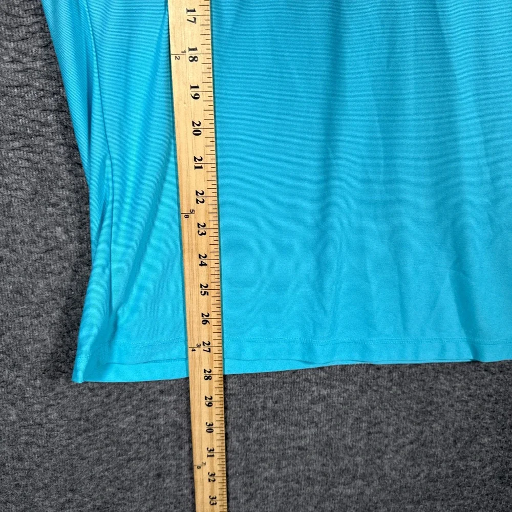 Nike Golf Polo Shirt Mens Medium Blue Dri-Fit Modern Blade Collar Snap Chevron